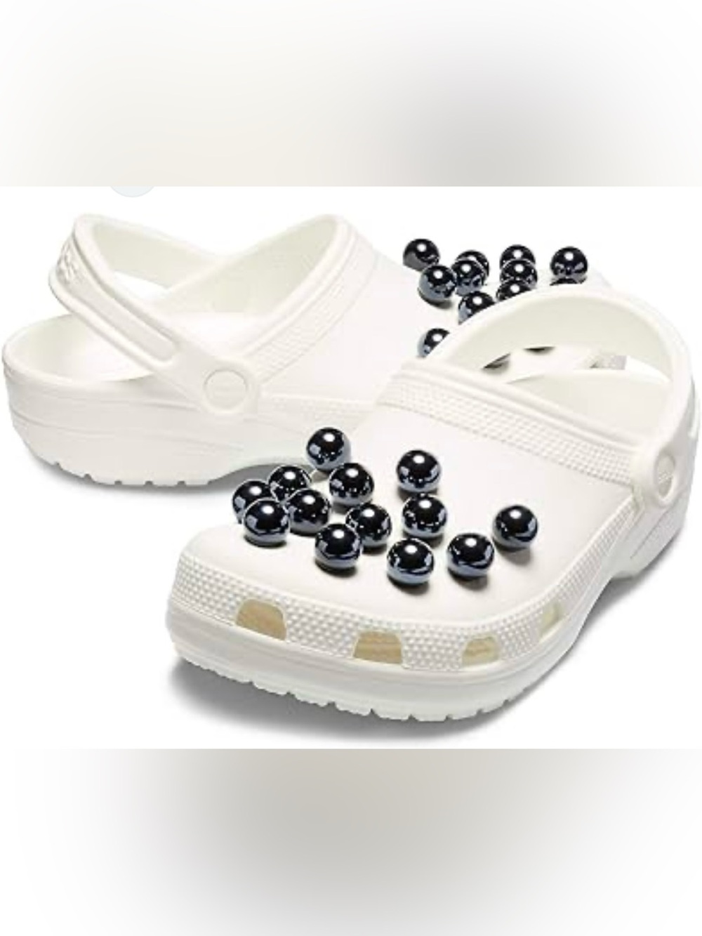 CROCS White Clogs with Black Pearl Accents-statement collection
